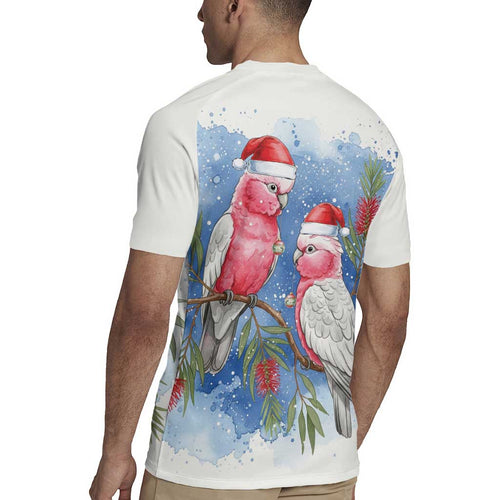 Australia Christmas Rugby Jersey Aussie Galah Santa Watercolor Style - Aussie Hoodie