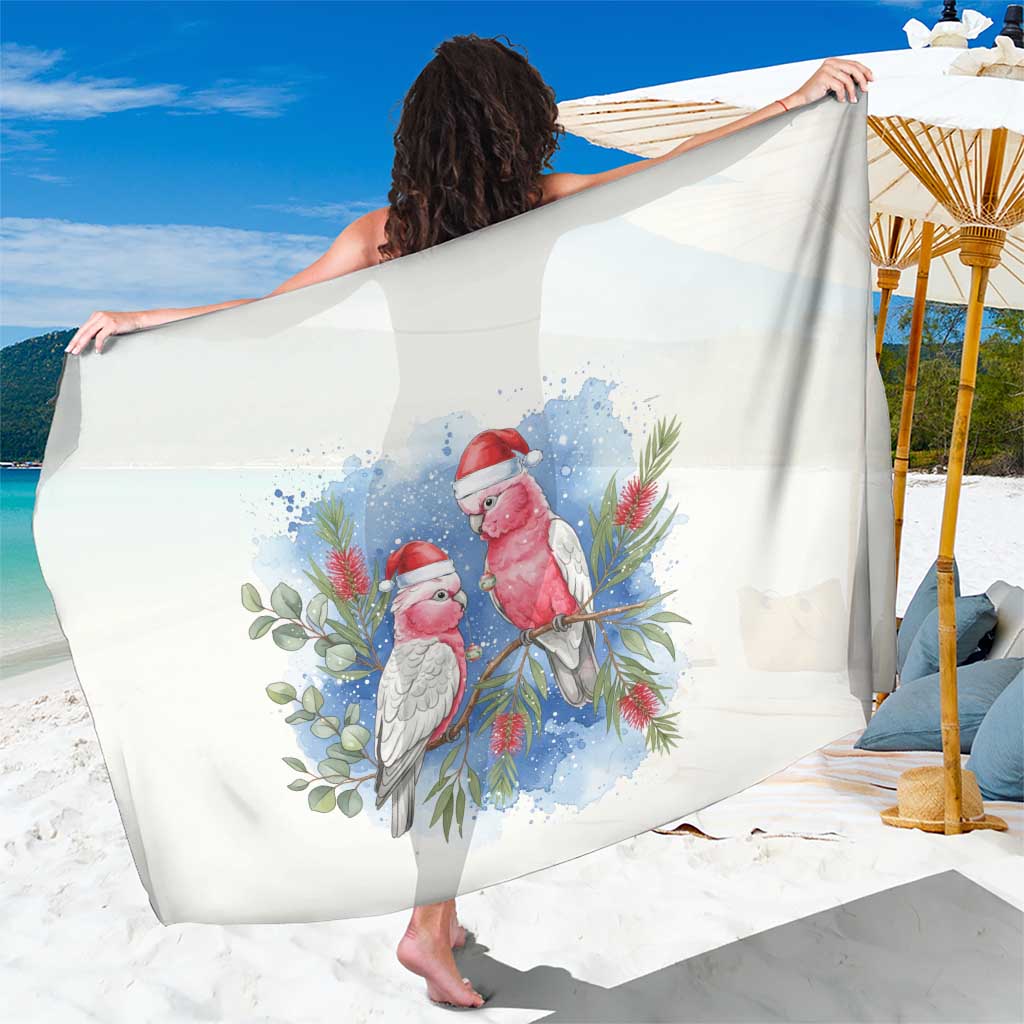 Australia Christmas Sarong Aussie Galah Santa Watercolor Style - Aussie Hoodie