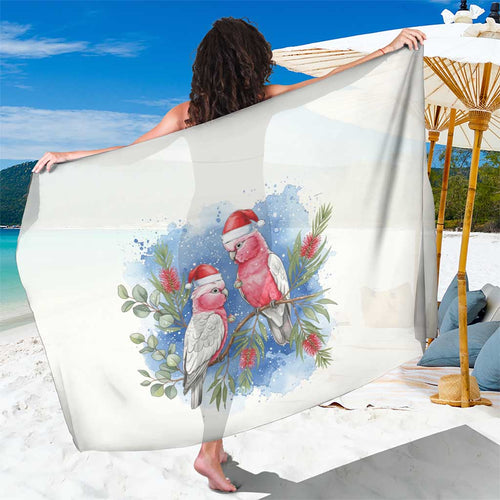 Australia Christmas Sarong Aussie Galah Santa Watercolor Style - Aussie Hoodie