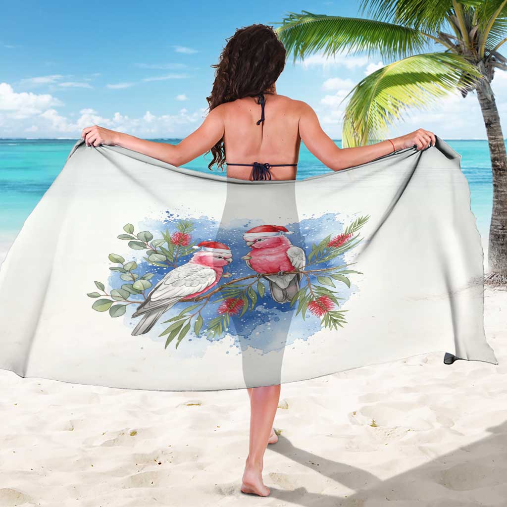 Australia Christmas Sarong Aussie Galah Santa Watercolor Style - Aussie Hoodie