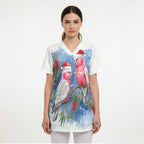 Australia Christmas Scrub Top Aussie Galah Santa Watercolor Style - Aussie Hoodie