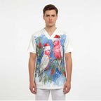 Australia Christmas Scrub Top Aussie Galah Santa Watercolor Style - Aussie Hoodie