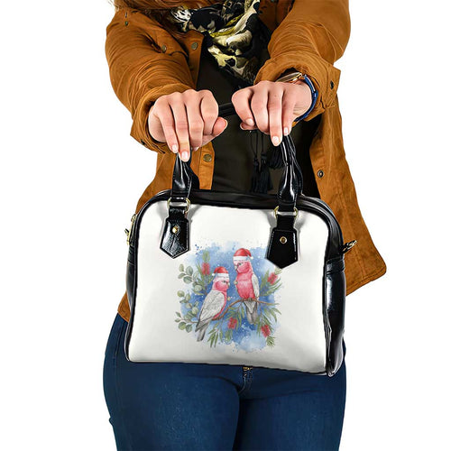 Australia Christmas Shoulder Handbag Aussie Galah Santa Watercolor Style - Aussie Hoodie
