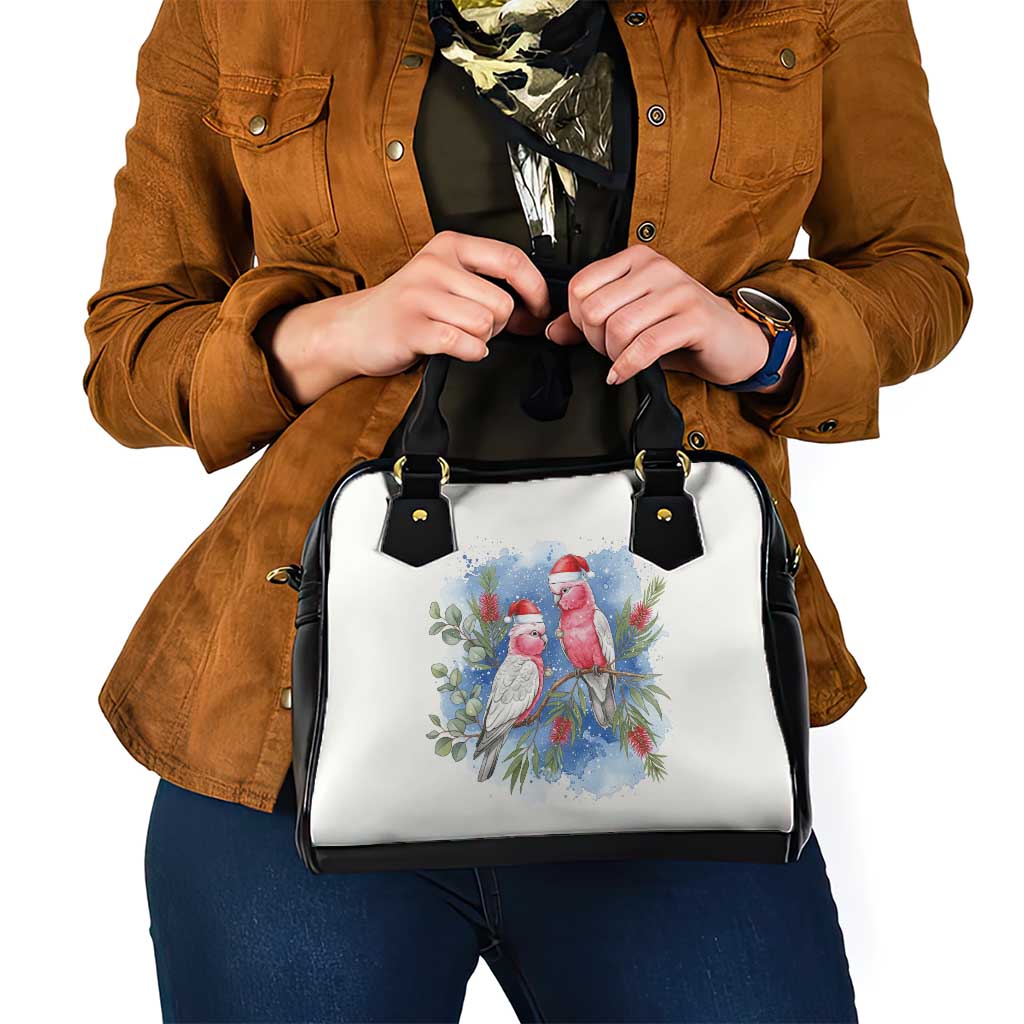 Australia Christmas Shoulder Handbag Aussie Galah Santa Watercolor Style - Aussie Hoodie