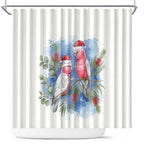 Australia Christmas Shower Curtain Aussie Galah Santa Watercolor Style - Aussie Hoodie