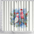 Australia Christmas Shower Curtain Aussie Galah Santa Watercolor Style - Aussie Hoodie