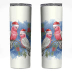 Australia Christmas Skinny Tumbler Aussie Galah Santa Watercolor Style - Aussie Hoodie