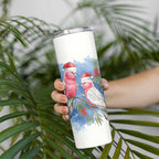 Australia Christmas Skinny Tumbler Aussie Galah Santa Watercolor Style - Aussie Hoodie