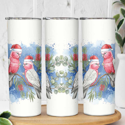 Australia Christmas Skinny Tumbler Aussie Galah Santa Watercolor Style - Aussie Hoodie