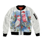 Australia Christmas Sleeve Zip Bomber Jacket Aussie Galah Santa Watercolor Style - Aussie Hoodie
