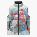 Australia Christmas Sleeveless Puffer Jacket Aussie Galah Santa Watercolor Style - Aussie Hoodie