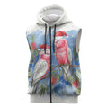 Australia Christmas Sleeveless Zip Hoodie Aussie Galah Santa Watercolor Style LT14