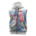 Australia Christmas Sleeveless Zip Hoodie Aussie Galah Santa Watercolor Style LT14