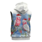 Australia Christmas Sleeveless Zip Hoodie Aussie Galah Santa Watercolor Style LT14