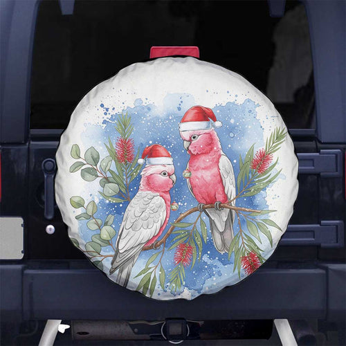 Australia Christmas Spare Tire Cover Aussie Galah Santa Watercolor Style - Aussie Hoodie