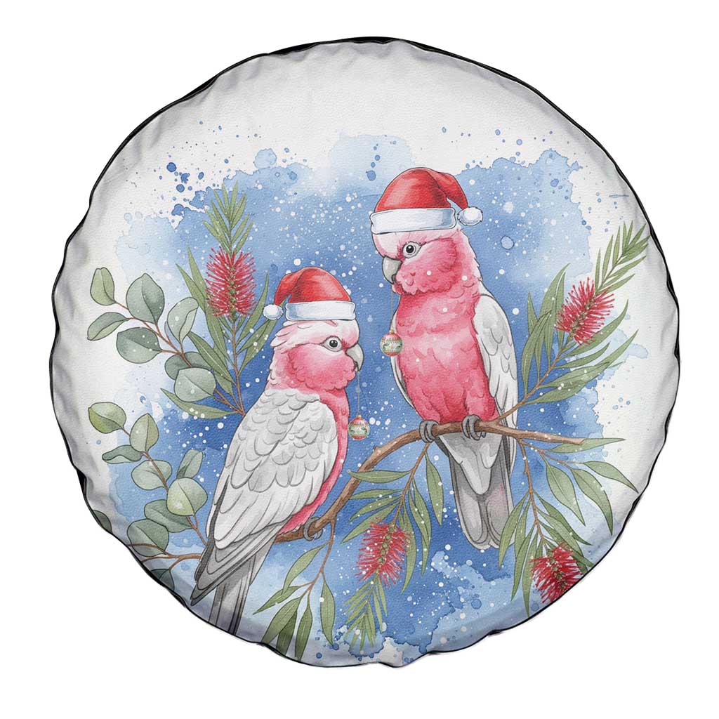 Australia Christmas Spare Tire Cover Aussie Galah Santa Watercolor Style - Aussie Hoodie