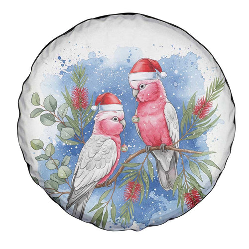 Australia Christmas Spare Tire Cover Aussie Galah Santa Watercolor Style - Aussie Hoodie