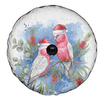 Australia Christmas Spare Tire Cover Aussie Galah Santa Watercolor Style - Aussie Hoodie