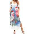 Australia Christmas Summer Maxi Dress Aussie Galah Santa Watercolor Style - Aussie Hoodie