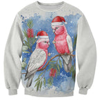 Australia Christmas Sweatshirt Aussie Galah Santa Watercolor Style - Aussie Hoodie