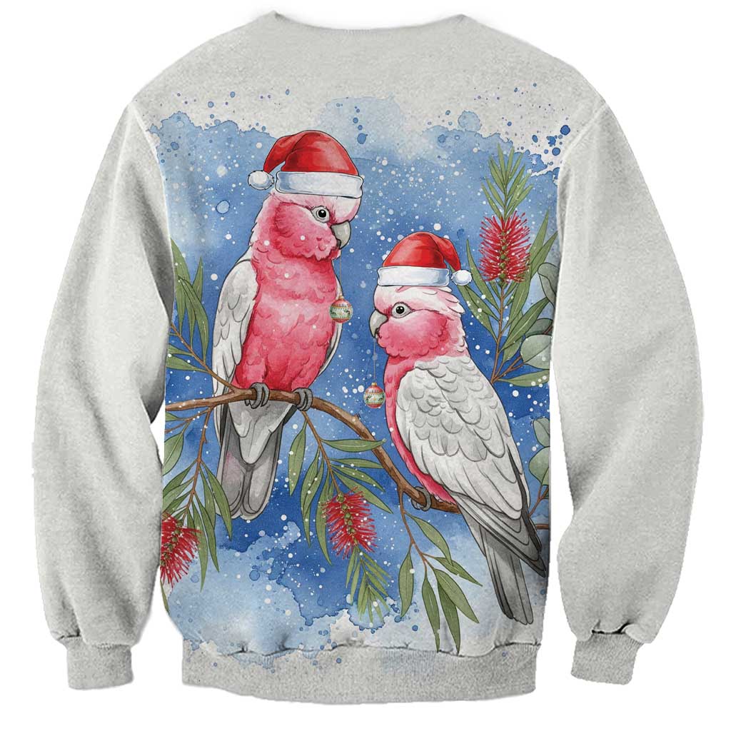 Australia Christmas Sweatshirt Aussie Galah Santa Watercolor Style - Aussie Hoodie