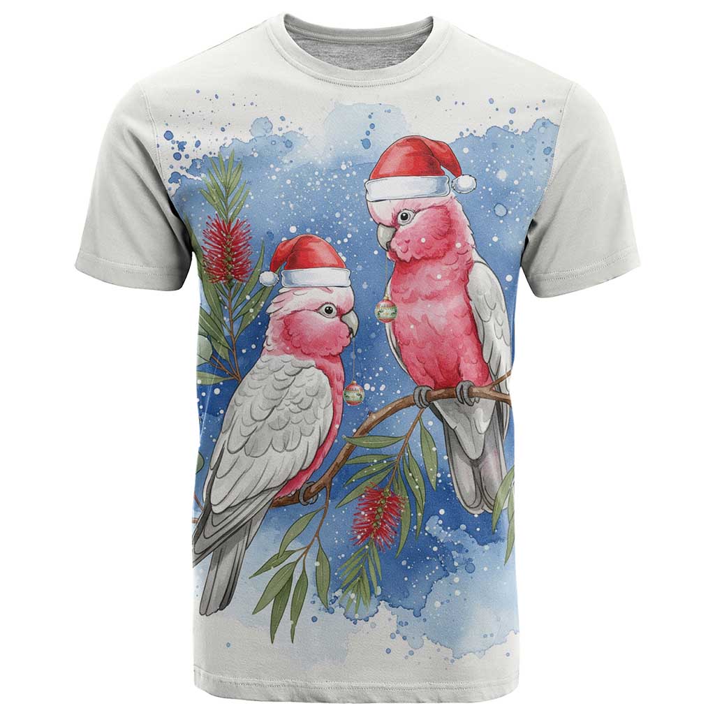 Australia Christmas T Shirt Aussie Galah Santa Watercolor Style - Aussie Hoodie