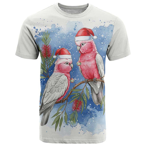 Australia Christmas T Shirt Aussie Galah Santa Watercolor Style - Aussie Hoodie