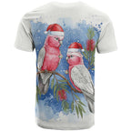 Australia Christmas T Shirt Aussie Galah Santa Watercolor Style - Aussie Hoodie