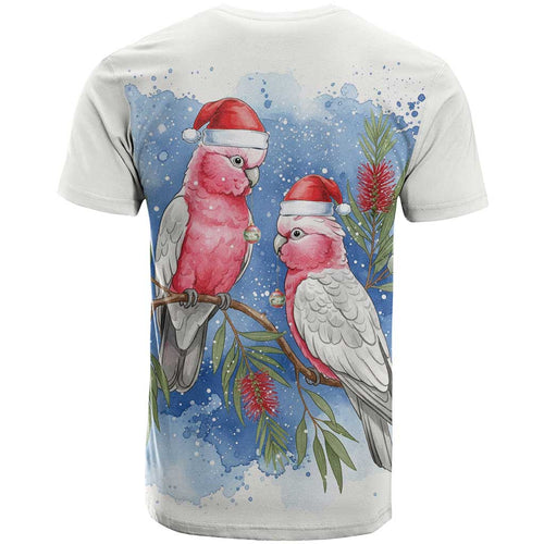 Australia Christmas T Shirt Aussie Galah Santa Watercolor Style - Aussie Hoodie