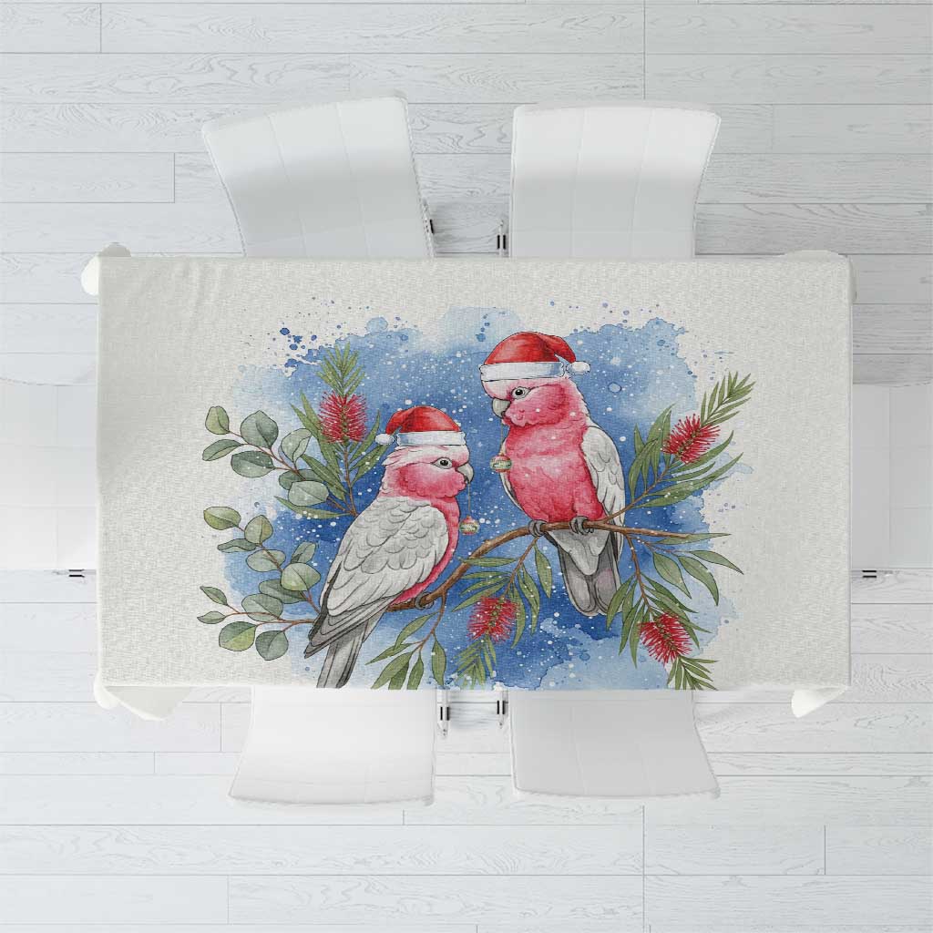 Australia Christmas Tablecloth Aussie Galah Santa Watercolor Style - Aussie Hoodie