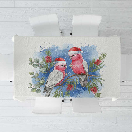 Australia Christmas Tablecloth Aussie Galah Santa Watercolor Style - Aussie Hoodie