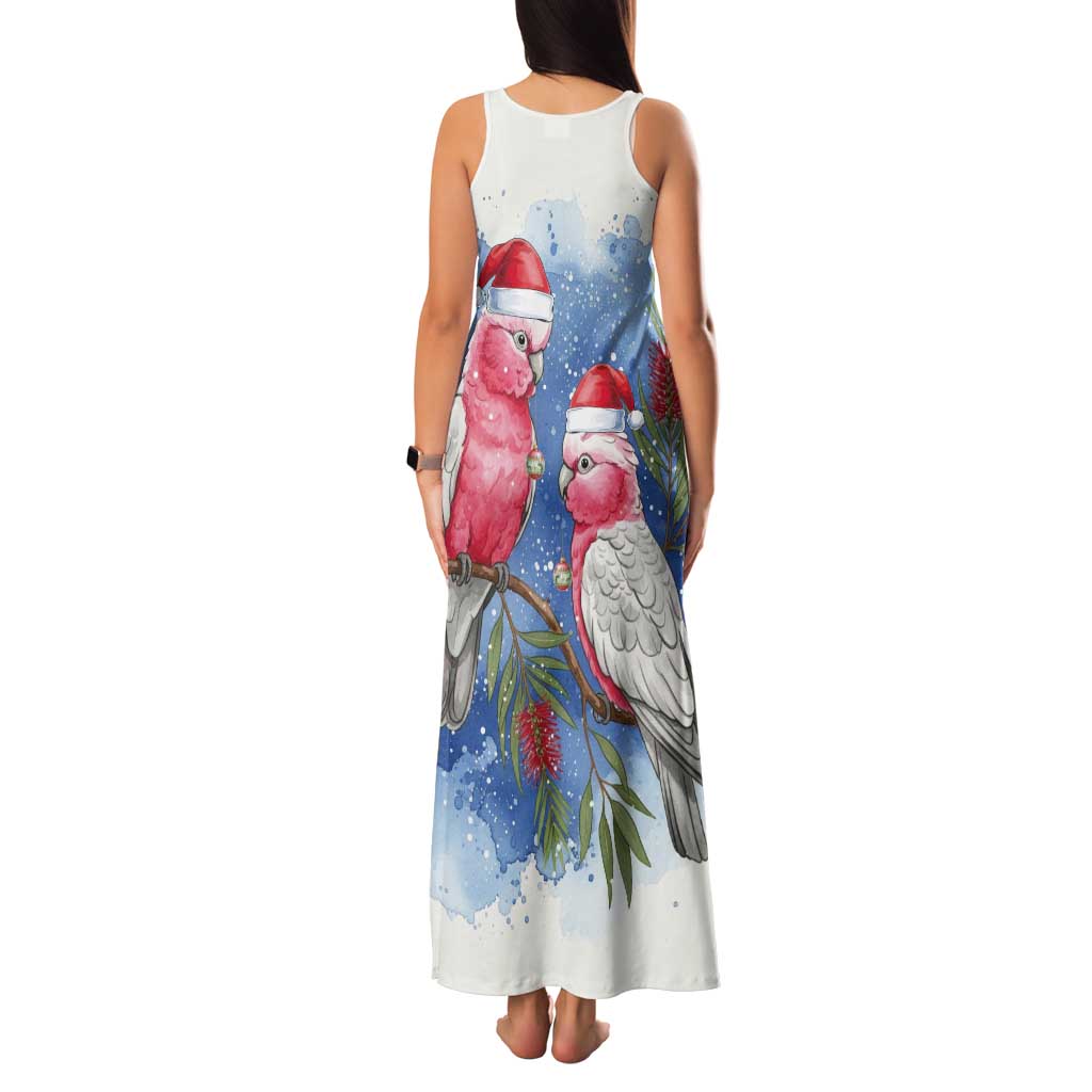 Australia Christmas Tank Maxi Dress Aussie Galah Santa Watercolor Style - Aussie Hoodie