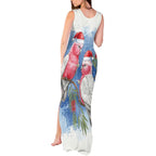 Australia Christmas Tank Maxi Dress Aussie Galah Santa Watercolor Style - Aussie Hoodie