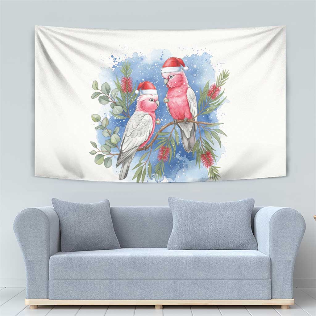 Australia Christmas Tapestry Aussie Galah Santa Watercolor Style - Aussie Hoodie