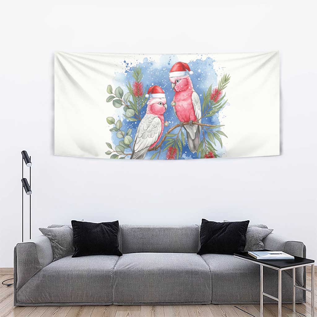 Australia Christmas Tapestry Aussie Galah Santa Watercolor Style - Aussie Hoodie