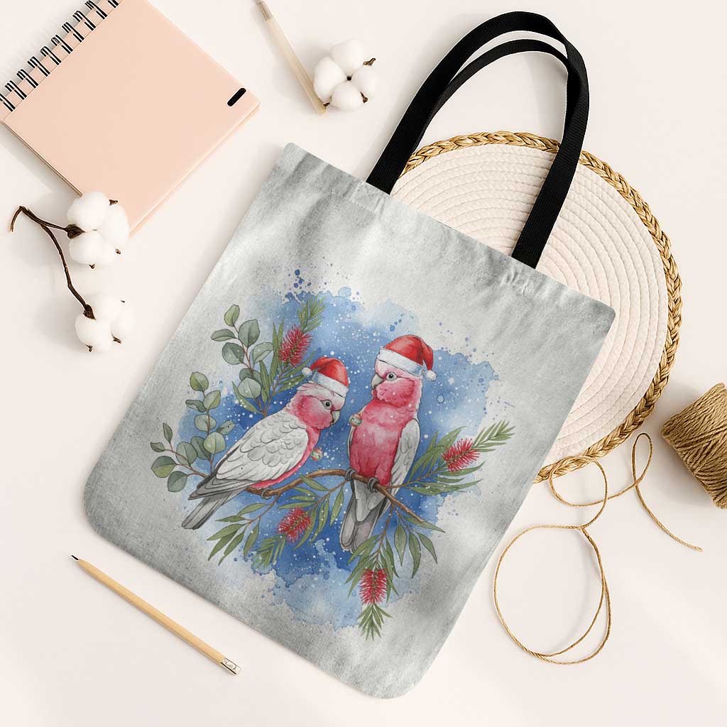 Australia Christmas Tote Bag Aussie Galah Santa Watercolor Style - Aussie Hoodie