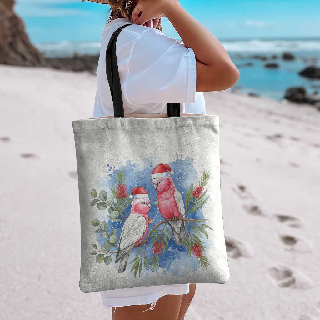 Australia Christmas Tote Bag Aussie Galah Santa Watercolor Style - Aussie Hoodie