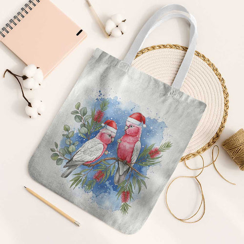Australia Christmas Tote Bag Aussie Galah Santa Watercolor Style - Aussie Hoodie