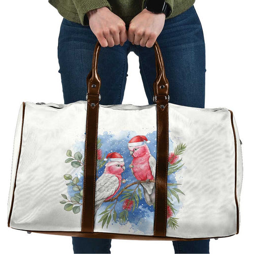 Australia Christmas Travel Bag Aussie Galah Santa Watercolor Style - Aussie Hoodie