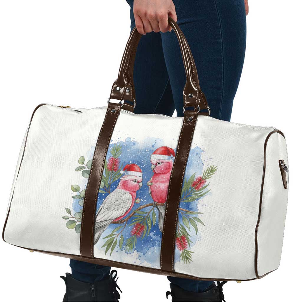 Australia Christmas Travel Bag Aussie Galah Santa Watercolor Style - Aussie Hoodie