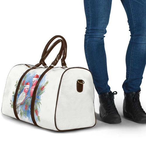 Australia Christmas Travel Bag Aussie Galah Santa Watercolor Style - Aussie Hoodie