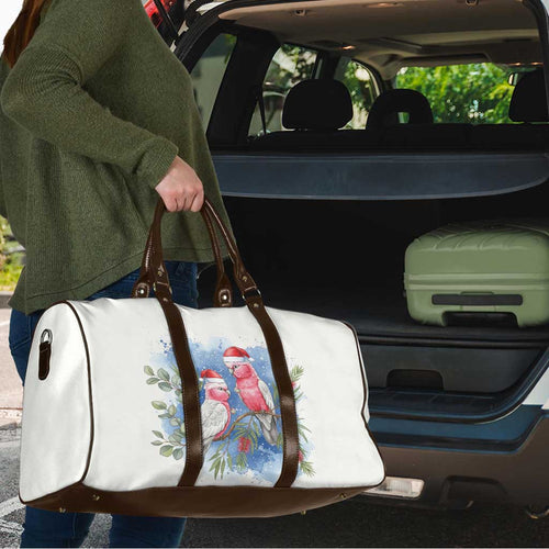 Australia Christmas Travel Bag Aussie Galah Santa Watercolor Style - Aussie Hoodie