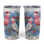 Australia Christmas Tumbler Cup Aussie Galah Santa Watercolor Style - Aussie Hoodie