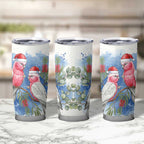 Australia Christmas Tumbler Cup Aussie Galah Santa Watercolor Style - Aussie Hoodie