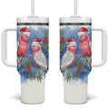 Australia Christmas Tumbler With Handle Aussie Galah Santa Watercolor Style - Aussie Hoodie