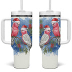 Australia Christmas Tumbler With Handle Aussie Galah Santa Watercolor Style - Aussie Hoodie