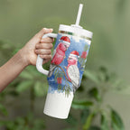Australia Christmas Tumbler With Handle Aussie Galah Santa Watercolor Style - Aussie Hoodie