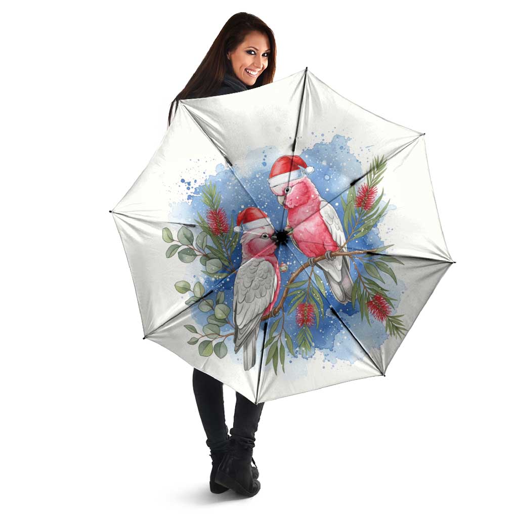 Australia Christmas Umbrella Aussie Galah Santa Watercolor Style - Aussie Hoodie