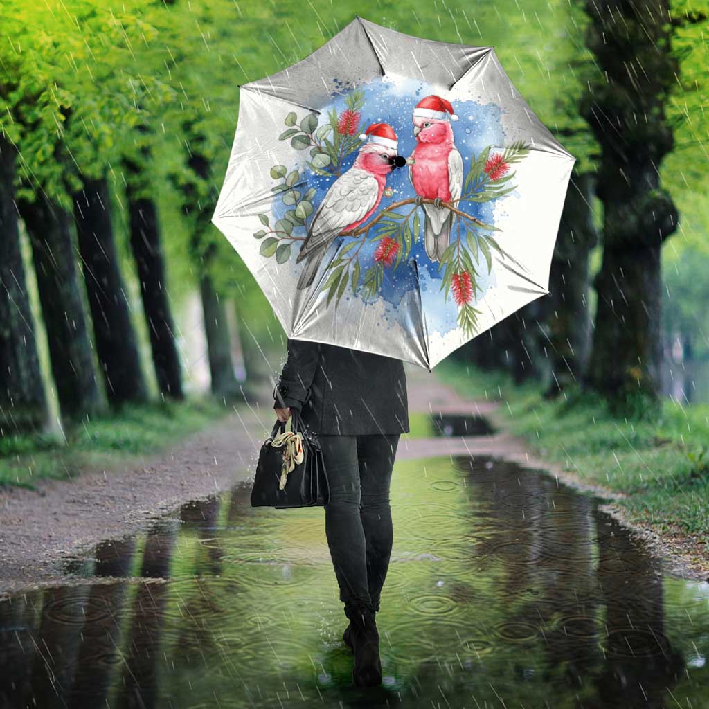 Australia Christmas Umbrella Aussie Galah Santa Watercolor Style - Aussie Hoodie