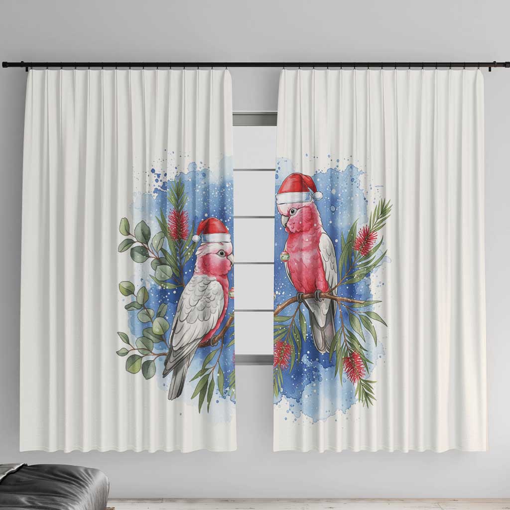 Australia Christmas Window Curtain Aussie Galah Santa Watercolor Style - Aussie Hoodie